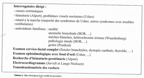 le bilan étiologique chez l'enfant présentant une surdité de transmission 